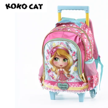 

Girls School Backpack with Wheels Suitcase for Travel Luggage Suitcase for kids Children Rolling Travel Luggage Bags Wheeled Bag