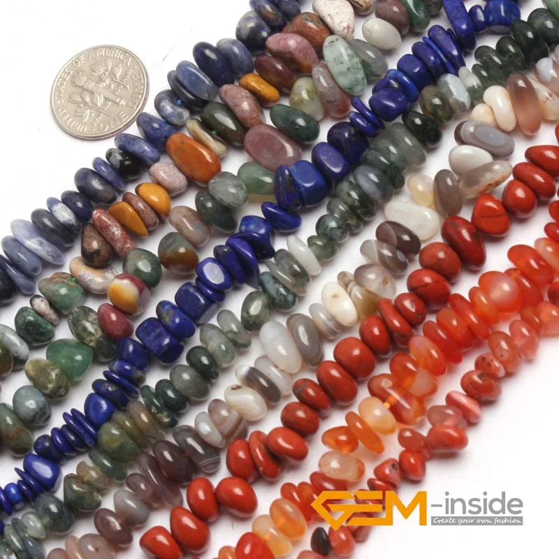 6x8mm Assorted Stones Freeform Nugget Loose Beads For Jewelry Making In Bulk 15" 