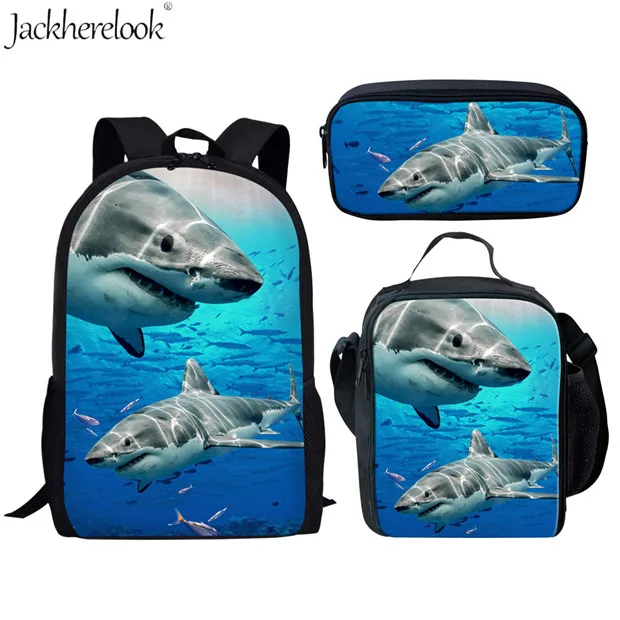 Jackhereook сумки для начальной школы комплект из 3 предметов классный школьный рюкзак акулы школьный рюкзак для мальчиков и девочек с изображением животных океана сумка для книг - Цвет: CC3928CGK