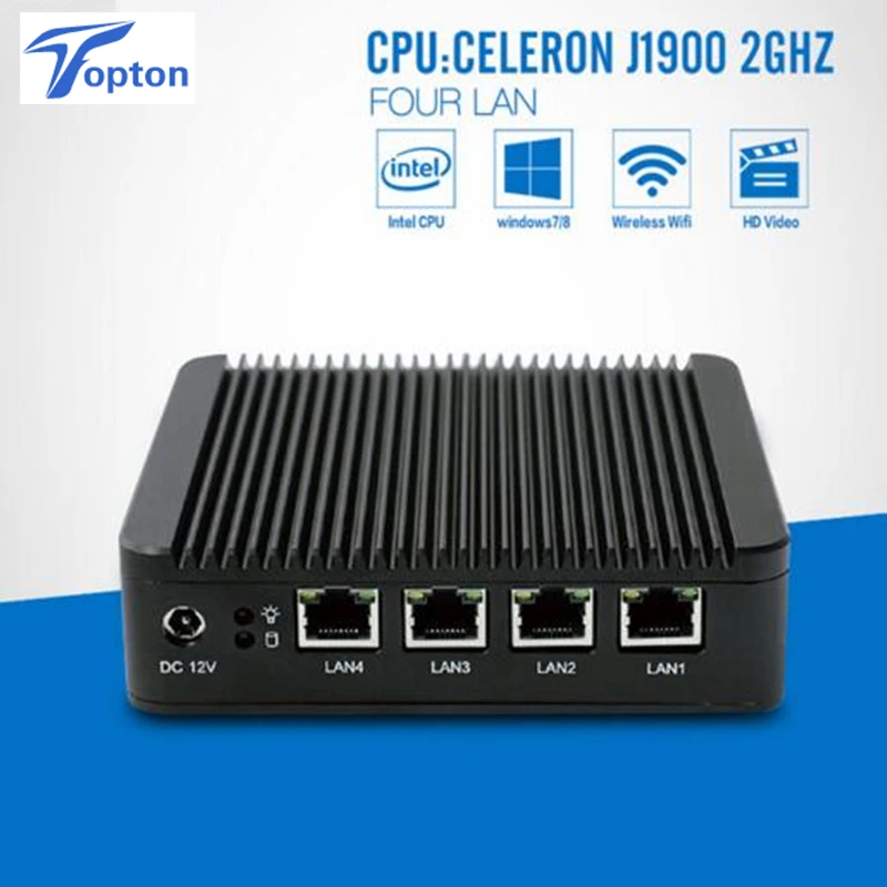 Мини-ПК X86 4* GBE Lan процессор celeron J1900 четырехъядерный Макс 2,41 ГГц 2* USB VGA 1080P Pfsense межсетевой экран многофункциональный маршрутизатор