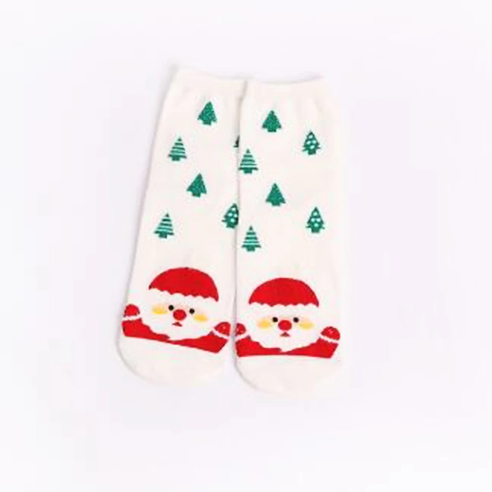 Дизайн, носки с рождественским Санта Клаусом женские хлопковые короткие зимние носки с лосем Милые Носки с рисунком оленя, снеговика подарок на год - Цвет: C