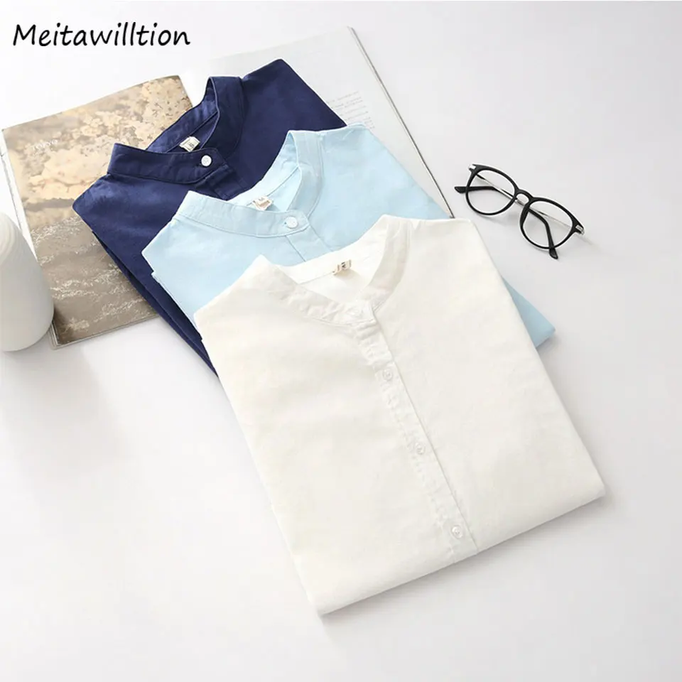 Хлопковая женская блузка рубашка корейская мода с длинным рукавом белые рубашки осенние женские белые рубашки женские офисные Топы