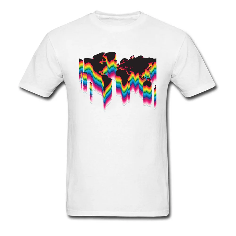 Printing One World Many Colors Crew Neck T Shirts Father Day Tops Tees Short Sleeve for Men Faddish 100% Cotton Top T-shirts One World Many Colors white