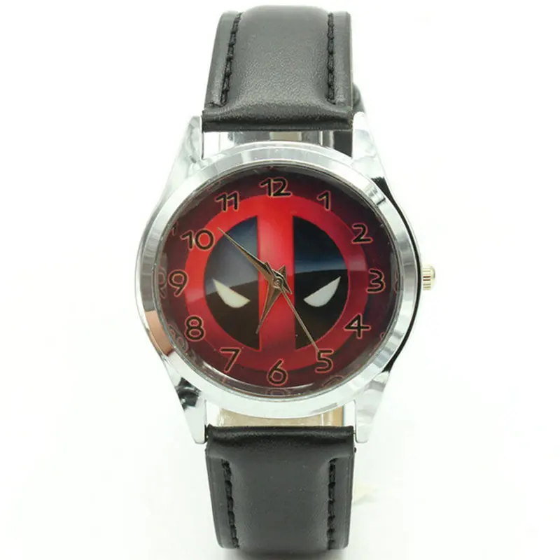 

Free Shipping Marvel Super Hero Deadpool Superhero Leather Band Fashion Watch Wrist For Boy Man