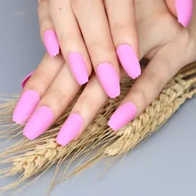 Новая популярная модель накладные ногти с длинной квадратной головкой конфетных цветов 24 шт матовые фиолетовые A614