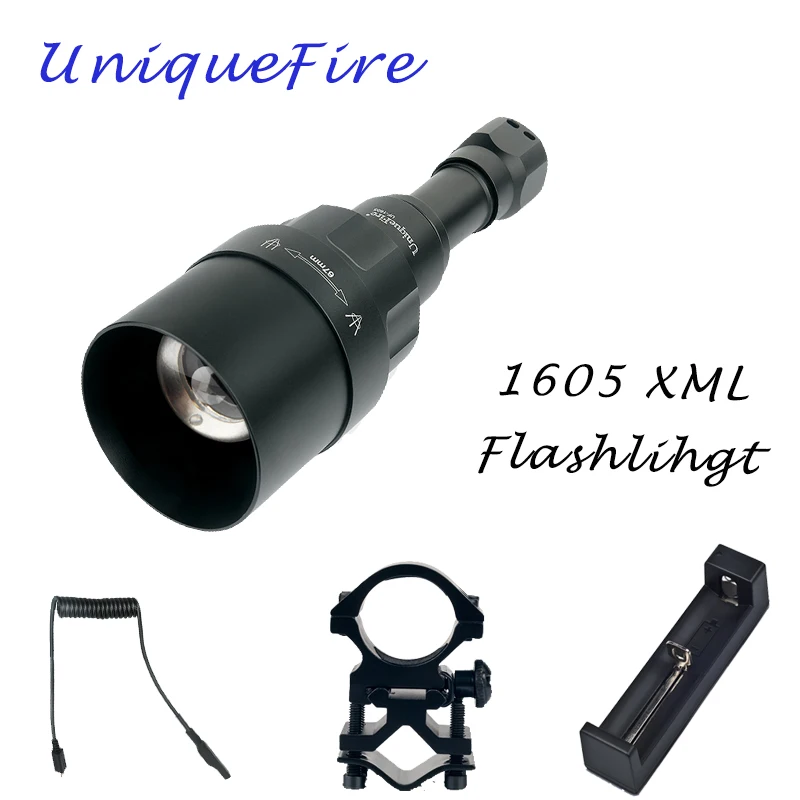Светодиодный фонарик UniqueFire 1605 XML с 5 режимами белый свет 1200 люмен выпуклыми