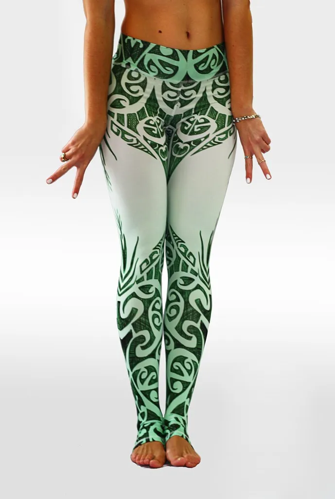 Blackish green pattern printed leggings for women yoga pants outfits running sport pants activewear gear clothing (6)