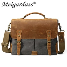 MEIGARDASS, деловой холщовый портфель из натуральной кожи, мужские сумки, сумки для офисных ноутбуков, сумки-мессенджеры для мужчин, сумка на плечо