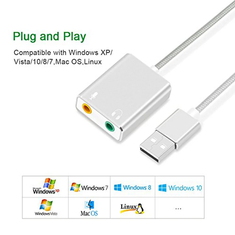 USB аудио стерео переходник разветвитель для 3 5 мм динамика/наушников и