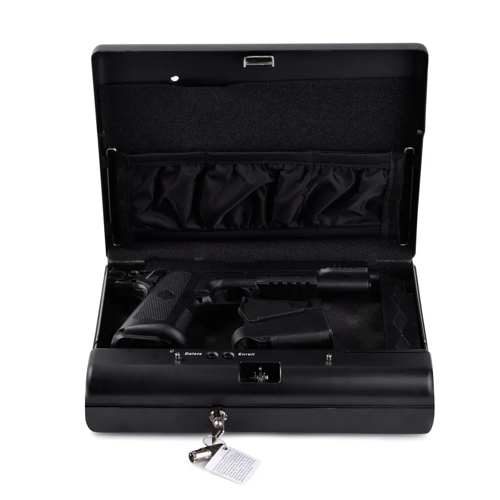  Gun Safes Portable Fingerprint Safe Box Solid Steel Security Key Lock Safes For Money Valuables Jew