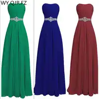 QNZL82#Green blue wine red Resin drill Zipper back Bridesmaid Dresses wedding party prom dress 2019 cheap wholesale Custom