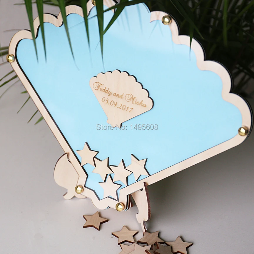 Wedding Guest Book/Top Drop/Alternative/Shell/Shadow Box/rustic wood Drop Frame/Heart/Custom/U Choose Colors/nautical wedding