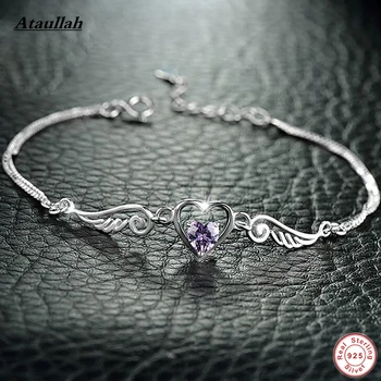 

Ataullah Angel Wings Pendant Heart Shape Bracelets for Women 925 Sterling Silver Charm Bracelet Femme BSW439