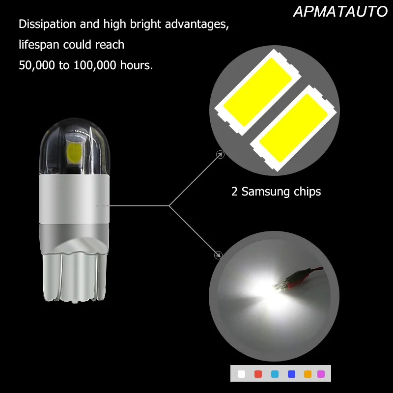 2x T10 W5W 3 SMD для чипы samsung парковочная лампа бокового света светодиодный составной детали спирального кабели для Тойота Crown Vois Camry Highlander Previa RAV4 Yaris 12 V