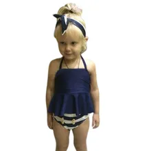 3 шт., летняя модная детская одежда Детский бикини для девочек, костюм темно-синий купальник, купальные купальники пляжная одежда, новинка