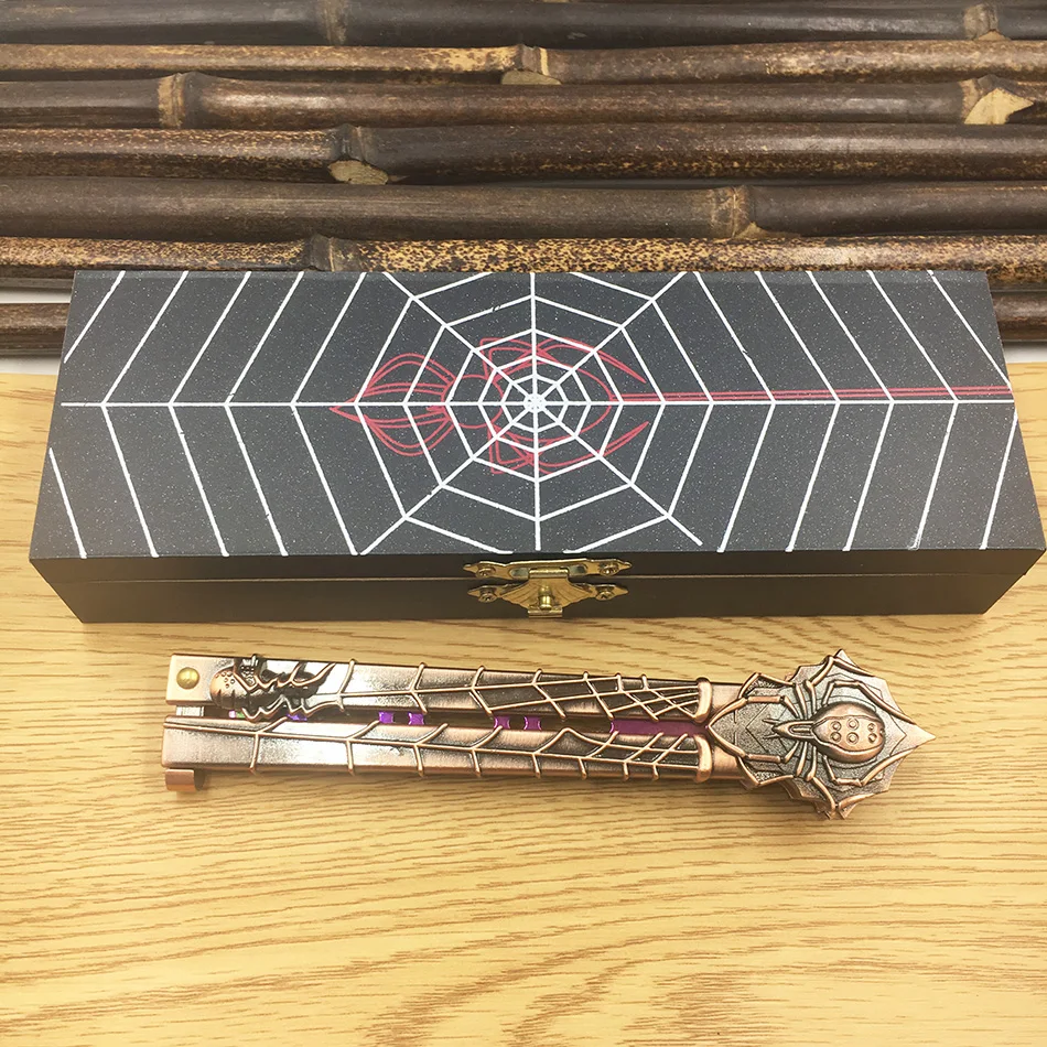 Тренировочный нож Spider patten Бабочка выцветает Радужный тренировочный складной