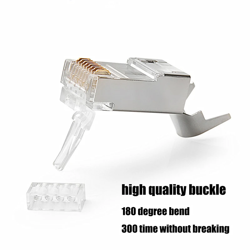 Cat6a Cat7 RJ45 Plug Shielded FTP 8P8C Network Connectors 50u Gold Plated For Cat6a Cat7 Cable RJ45 Connector