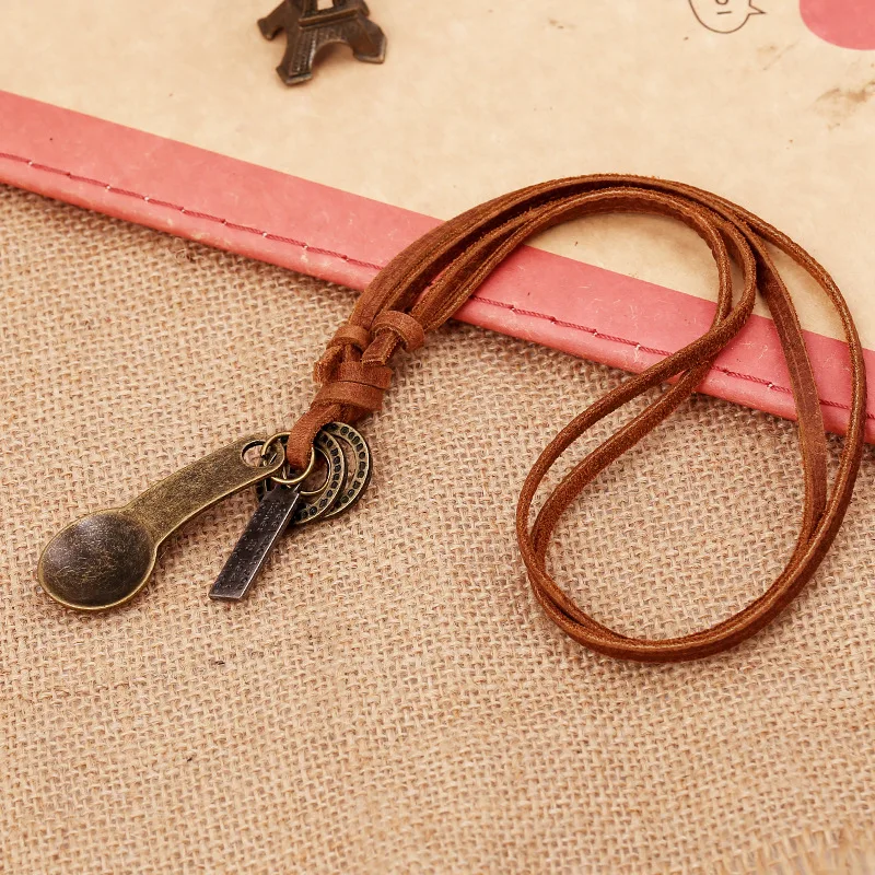 

Fashion Vintage Leather Necklace Unisex Retro Personaility Hanging pendants Jewelry For Men Women