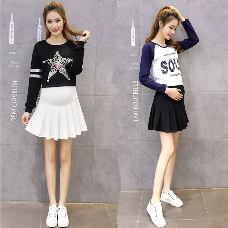 Spring pregnant women skirt spring and summer pregnant women short skirt outside wearing wide pleated A word fluffy shorts