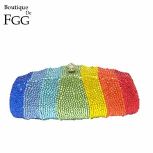 Бутик De FGG Радуга красочные женские хрустальные клатчи вечерние сумки металлические Minaudiere свадебные алмазные сумки Свадебные кошельки