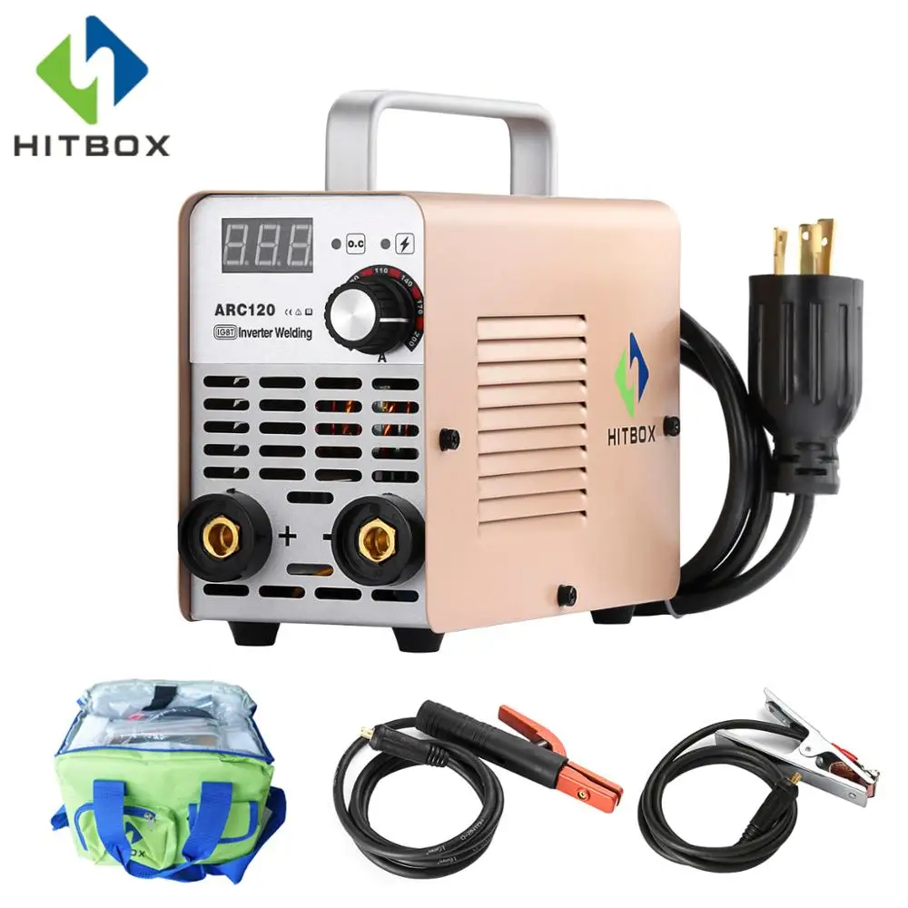 

HITBOX Mini ARC Welder ARC120 DC 220V Welding Machine With Portable Handbag For Carbon Steel Welding Home Welding
