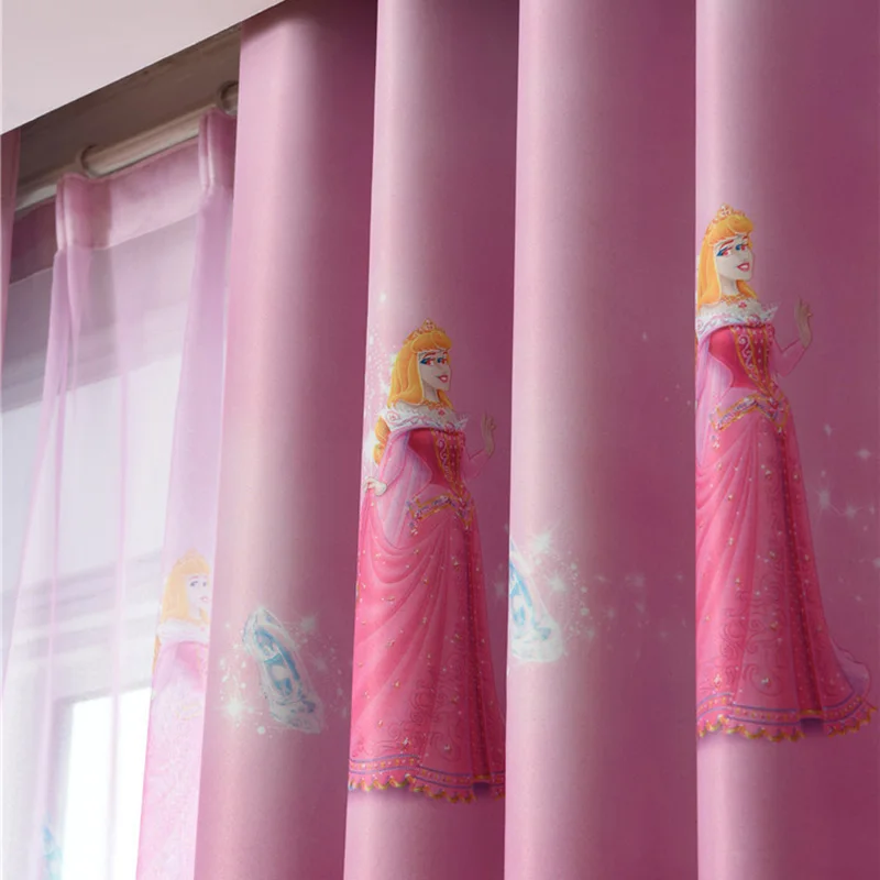 Us 6 0 40 Off Princess Figure Blackout Curtains For Girl Bedroom Window Treatments Cartoon Tulle For Kids Room Cute Roman Blind In Curtains From