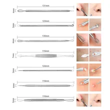 7 шт./компл. средство для удаления прыщей и угрей инструмент из нержавеющей стали Comedone Pimple Blemish extrator с чехлом 669