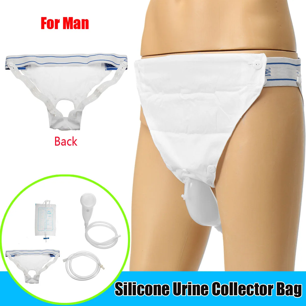 

Xueqin 1Set Men Male Urine Bag Urines Collection Set Breathable Urinal Spill Proof Bag For Elderly Men Urine Incontinence