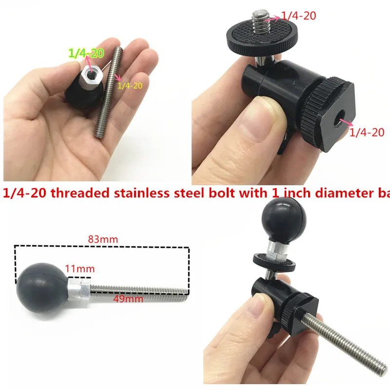 1/4-дюймовый-20 женские резьбовой шестигранник отверстие с 1-дюймовый мяч для Крепления RAM для любого B-размер руку гнездо для gopro