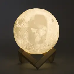 Новинка 3D печать Луны лампа Личность Индивидуальные Lunar зарядка через usb ночник сенсорное управление лунный свет дропшиппинг