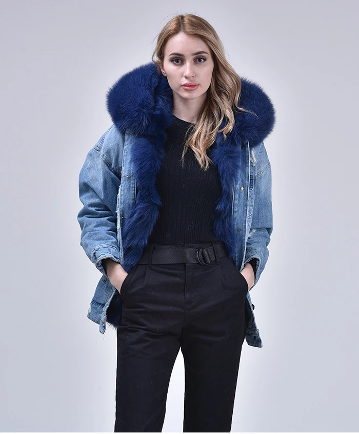 Women Denim Jacket With Fur hood Women Autumn Winter Denim Jacket Warm Upset Jacket Vintage Long Sleeve Loose Jeans Coat Outwear