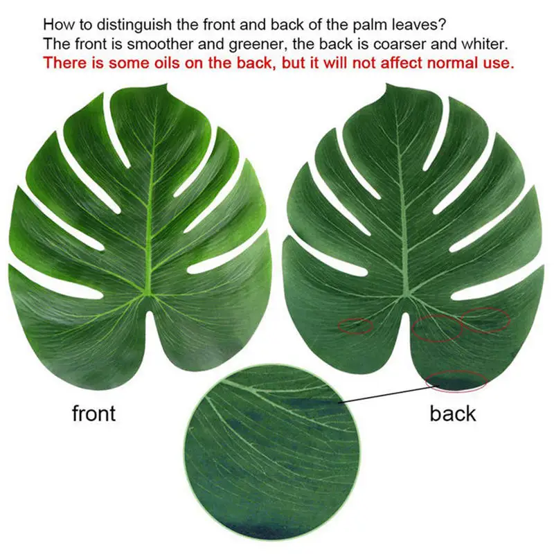 12pcs Artificial Tropical Palm Leaves Hawaiian Party Fake Silk Leaf Luau Party Summer Theme Party Decorations Home Table Decor