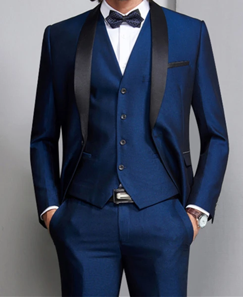 Black Lapel Coat Pant Designs Men Suit 