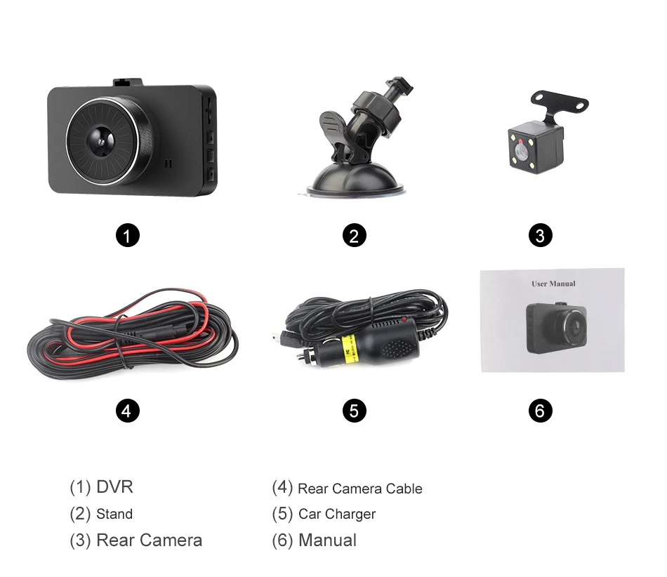 14 Ruccess H500 Car DVR Dash Cam Camera IPS 3 inch Full HD 1080P Dual Lens Parking Monitor Video Recorder Registrator DVRs