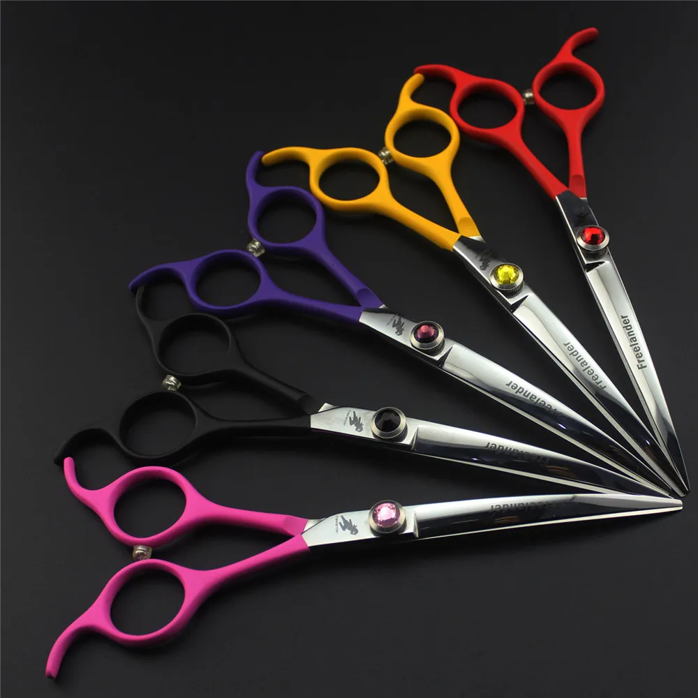 

Freelander Professional Colorful 6.5 inch Pet Dog Small Animals Grooming Hair Cut Curved Scissors High Quality Cutting Shears
