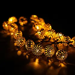 20 светодиоды гирлянда полый металлический шар на батарейках лампы для Рождественский праздник, фестиваль DAG-корабль