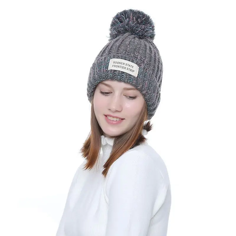 Womens Laides Kids Winter Beanie Ski Knitted Hat Cap Detachable Bobble Warm Pom