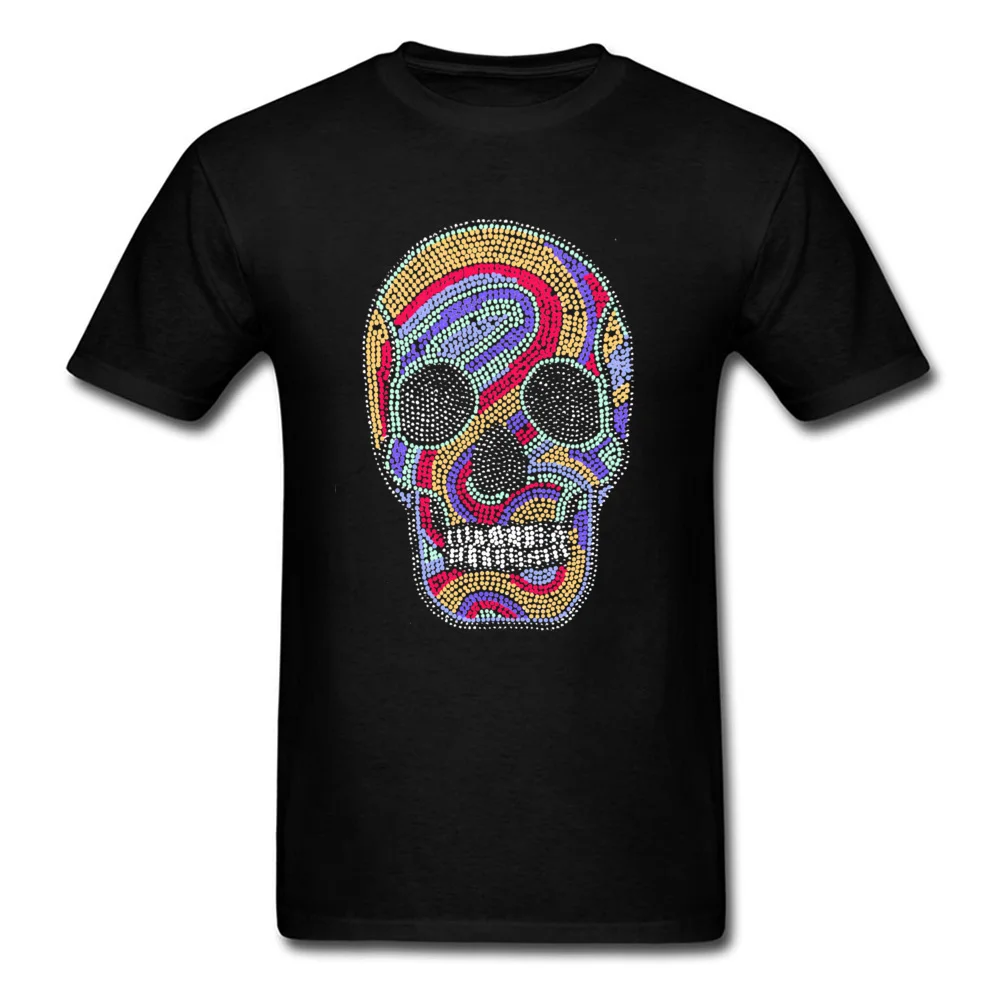 Casual Short Sleeve Tops Shirts Summer Autumn Crewneck Cotton Men's Tshirts psychedelic skull Casual T-Shirt 2018 New Fashion psychedelic skull black
