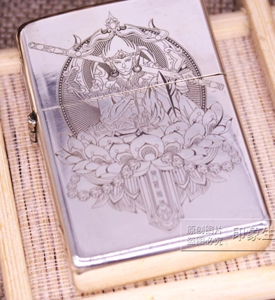 

handmade glz88 Zip insert s999 sterling silver lighter five side carved Magic monkey can Engraved name