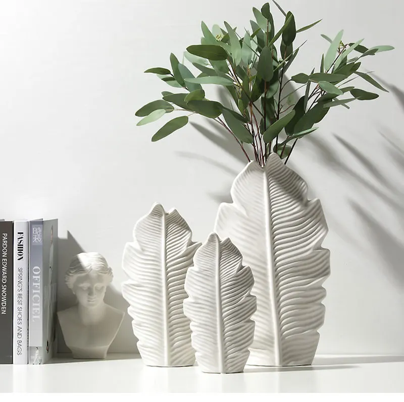 Керамическая ваза в скандинавском стиле Настольный цветок ваза в форме листа цветочный горшок Креативные украшения дома аксессуары