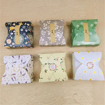 

80 X Retro Pastoral Style Flowers 50g 4pcs Of Mooncake Packaging Box Egg-Yolk Puff Cookie Box Pastry Cake Baking Box