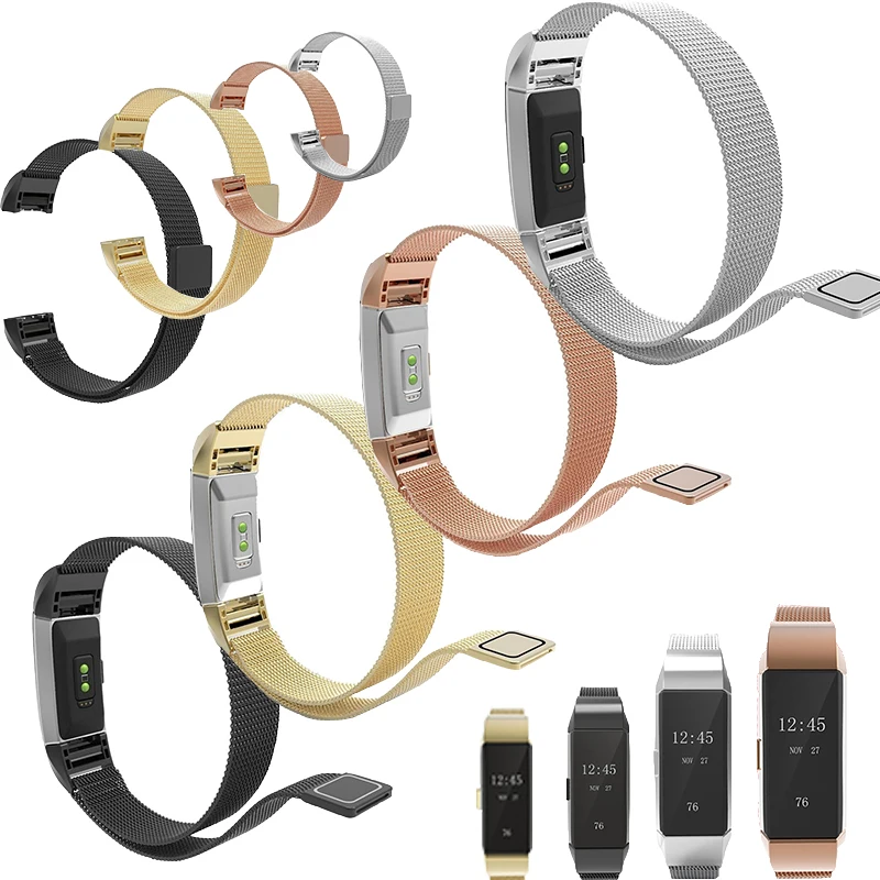 

Steel Loop Watch bands For Fitbit Charge 2 Replacement Wrist Strap Magnetic Closure Links Clasp Stainless Steel Bracelet