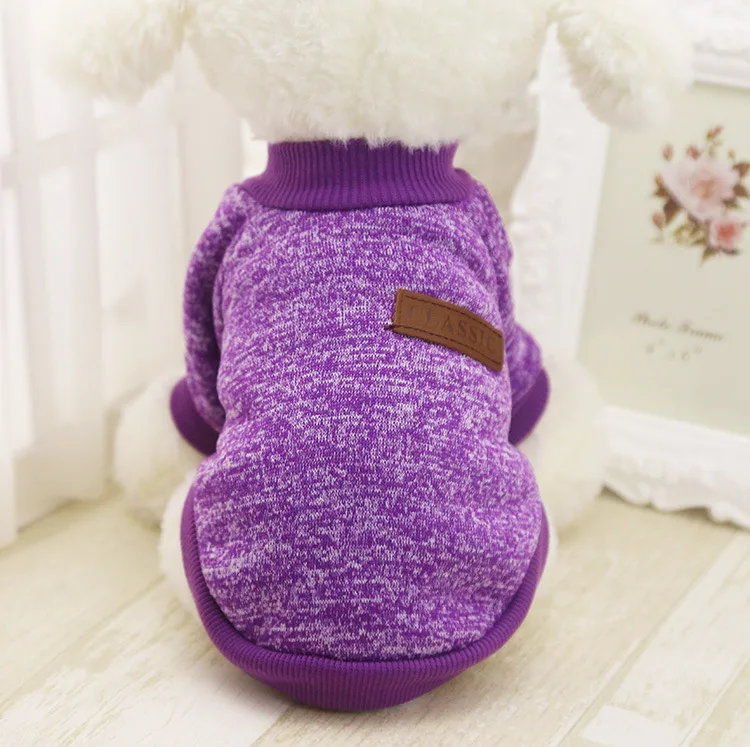 Одежда для собак, свитер, одежда для собак для маленьких собак, зимняя верхняя одежда для питомца, хлопковая одежда для щенков, чихуахуа, Йорк, 37 A1 - Цвет: Purple 1
