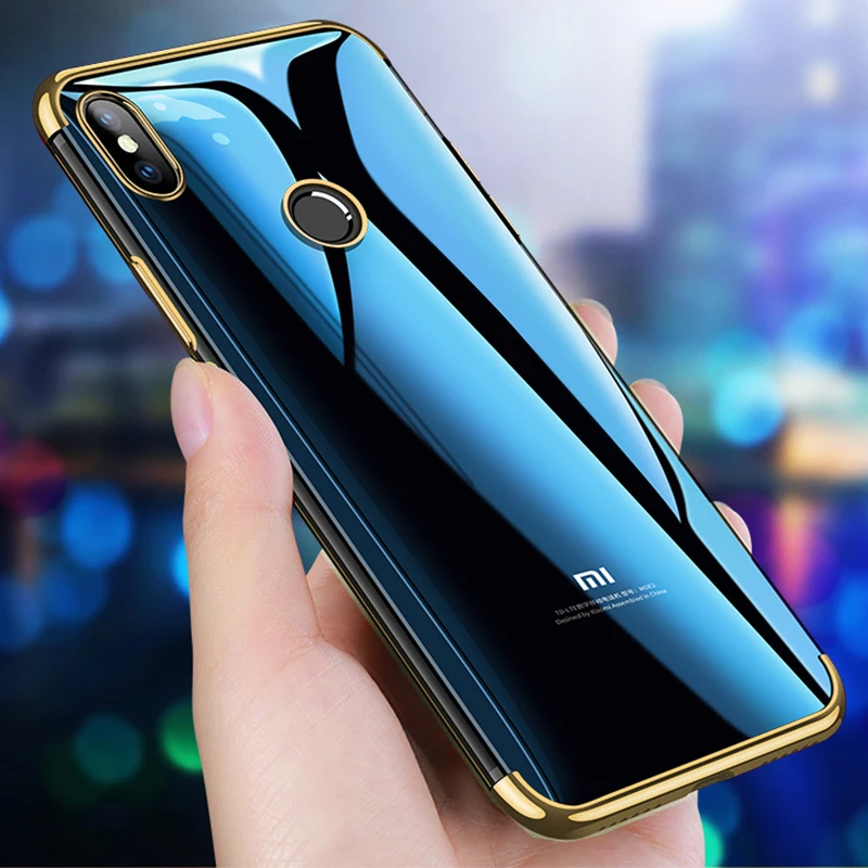 Ультратонкий Мягкий ТПУ чехол для Xiaomi Mi 9 SE Honor 8 Lite A1 A2 RedMi S2 Note 7 Pro 5 Plus 6A 5A премьер Глобальный силиконовый чехол с металлическим эффектом - Цвет: Золотой