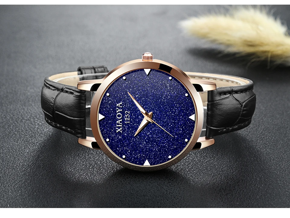XIAOYA брендовые модные звездное небо циферблат женские наручные часы кожаный ремешок женские кварцевые часы женские Montre Femme женские часы