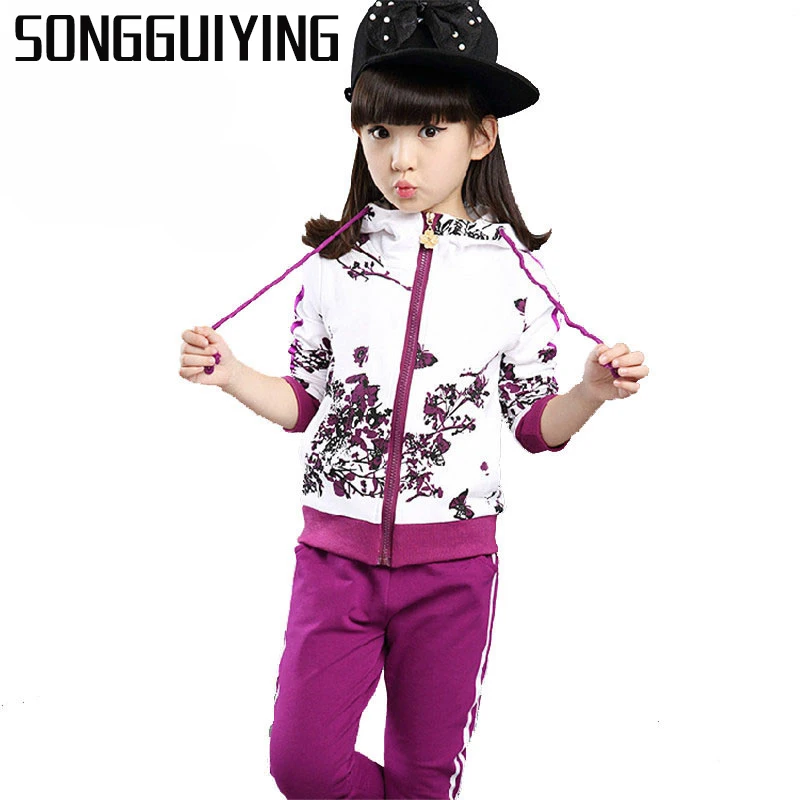 

SONGGUIYING A47 Baby Girls Clothes Jacket Floral Kids Hoodies+Pants Kids Tracksuit for Girls Clothing Sets Girls Sport Suits