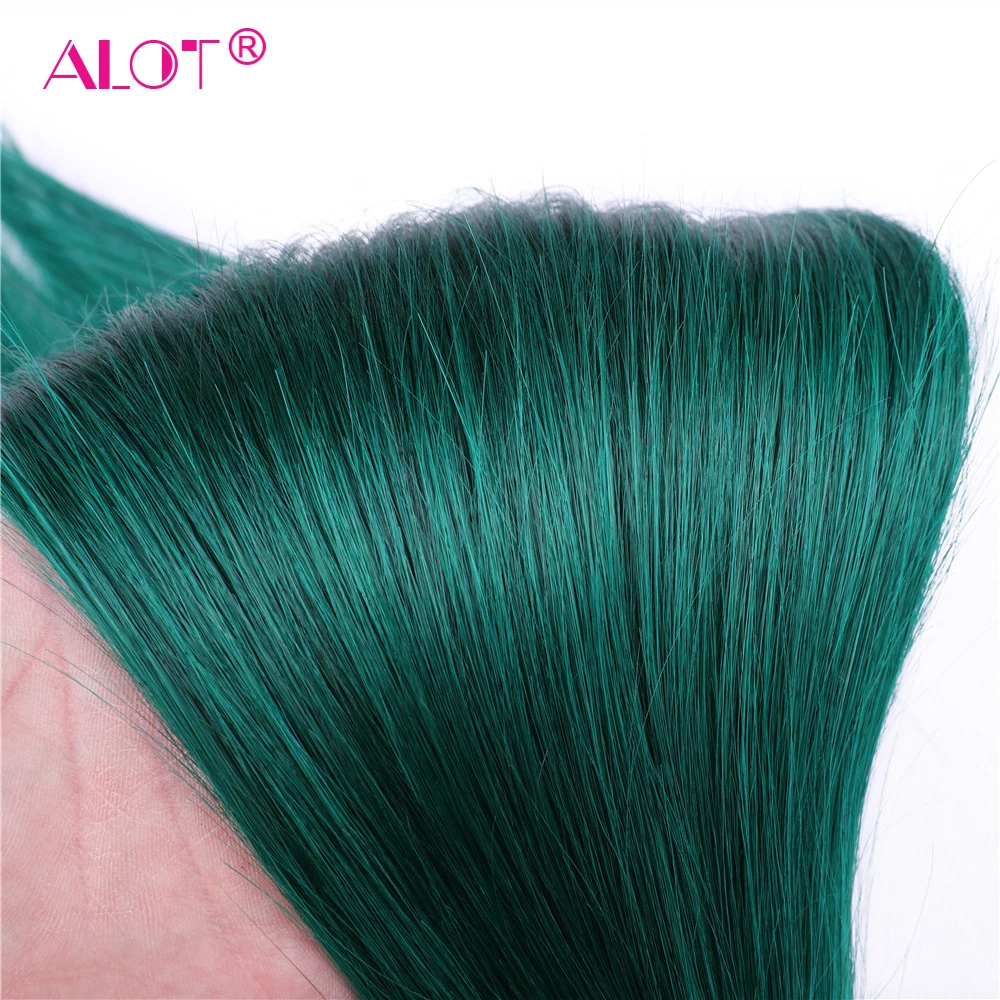 ALOT Pre-Colored Ombre Hair Bundles With Closure 1B/Green Beauty Straight Human Hair Weave With Free Part Lace Closure Non Remy ALOT Pre-Colored Ombre Hair Bundles With Closure 1B/Green Beauty Straight Human Hair Weave With Free Part Lace Closure Non Remy