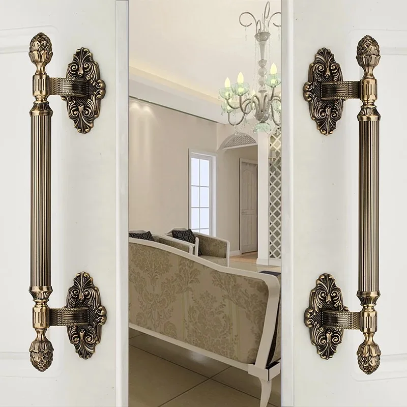 

Free shipping KTV bronze handle European palace wood door handle New glass door pulls Villa door handle Artificial solid handles