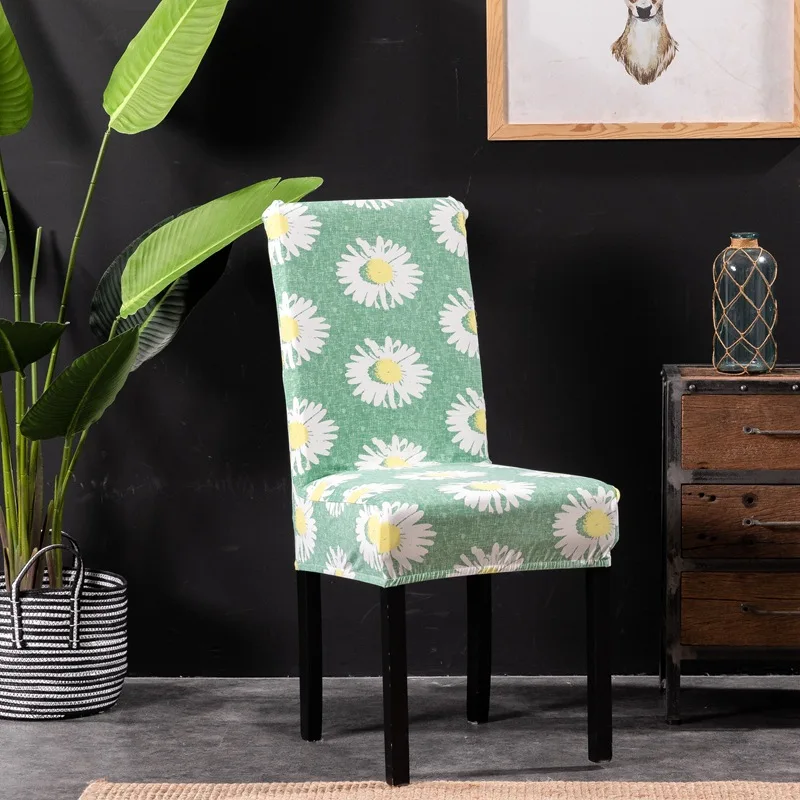 Flower Printing Removable Chair Cover Big Elastic Slipcover Modern Kitchen Seat Case Stretch Cover For Banquet Fullpackage hotel