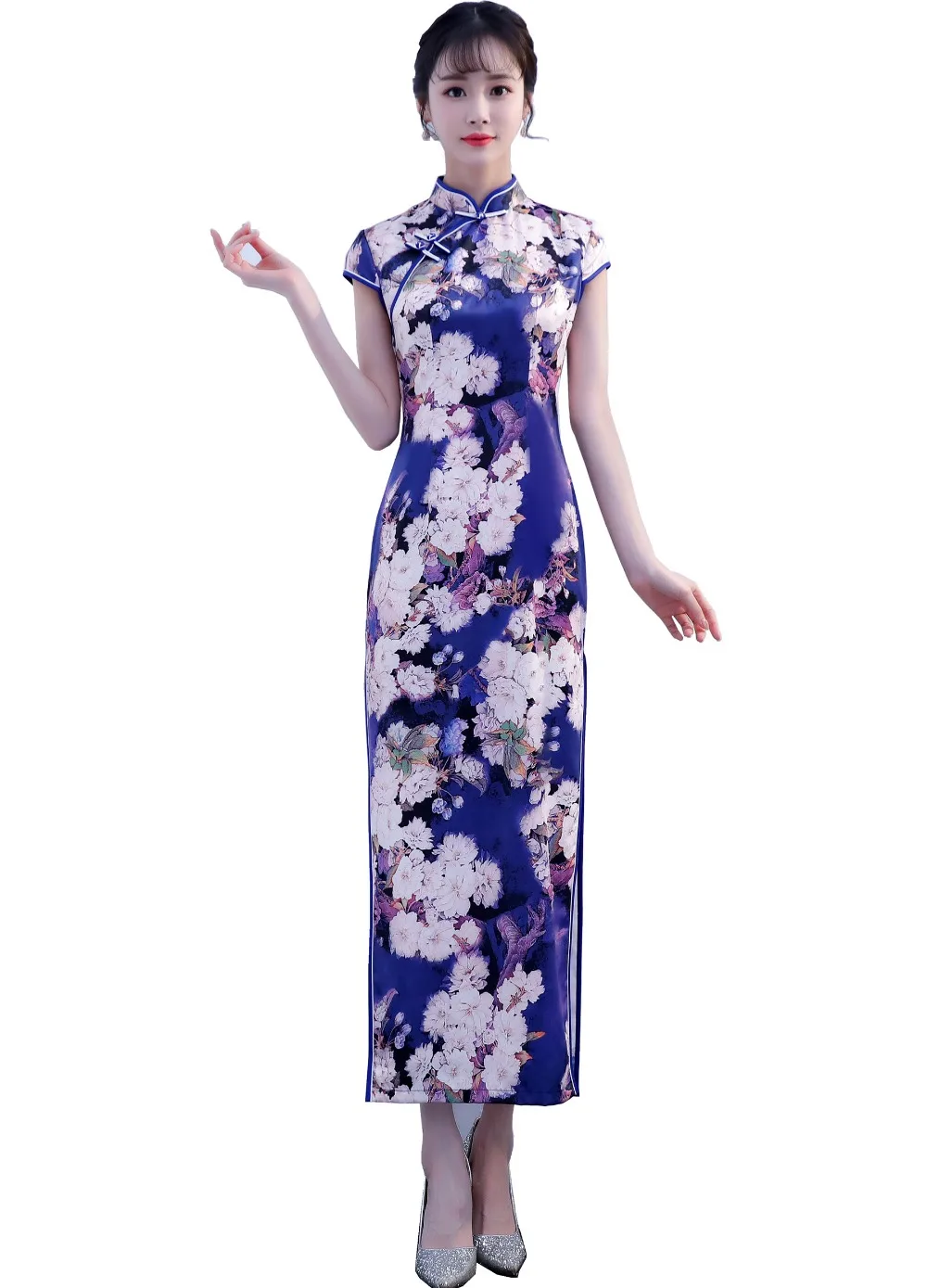 Шанхай история длинные китайское традиционное платье Кружева Qipao платье короткий рукав cheongsam Qipao для Для женщин